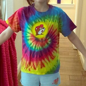 Bucees peace love and beaver nuggets tiedye shirt